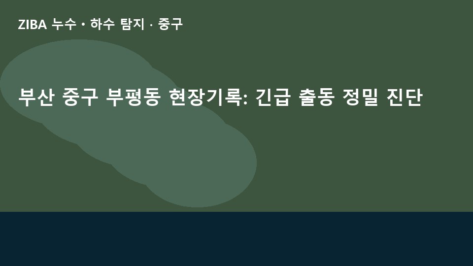 부산 중구 부평동 현장기록: 긴급 출동 정밀 진단